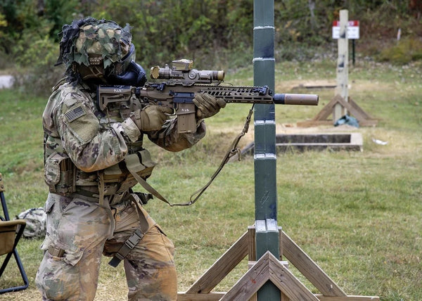 Soldier from 101st Airborne Division tests firing XM7 rifle