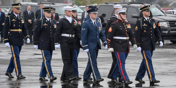 Officers from all military branches conduct state funeral services for former President George H. W. Bush.