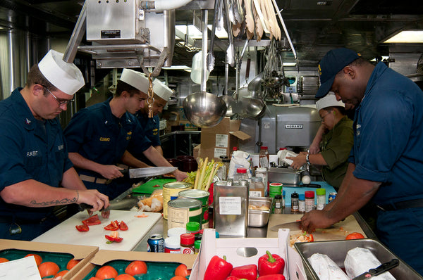 Sailors prepare for a chili cook-off