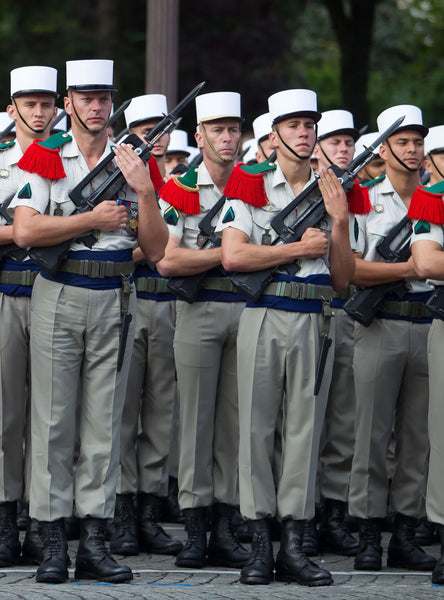 Soldiers of the French Foreign Legion in a parade celebrating Bastille Day in Paris