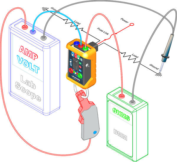 uActivate connecting scope and dmm to circuit