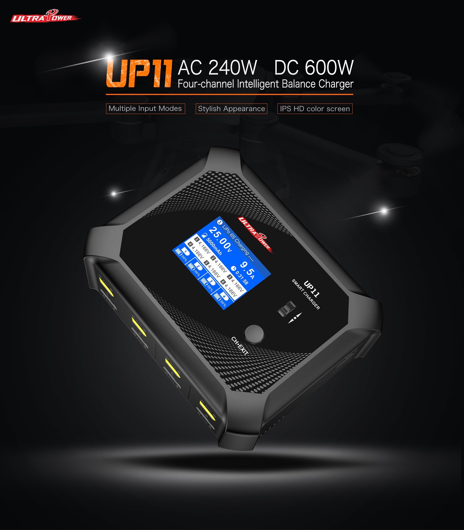 Ultra Power UP11 600 W Intelligentes Balance-Ladegerät mit vier Kanälen