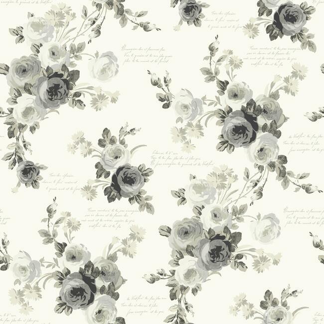 Magnolia Home Heirloom Rose Wallpaper - Gray and Buff