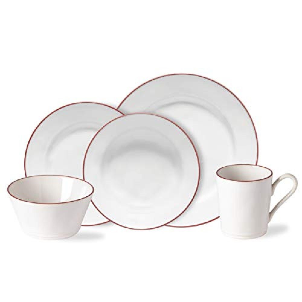 Beja 5pc Place Setting - White Red