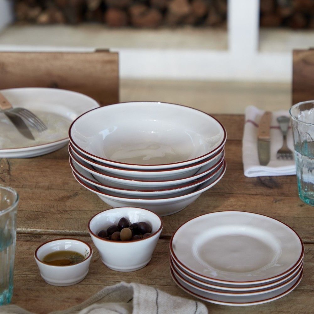 Beja Bread Plate Set - White Red