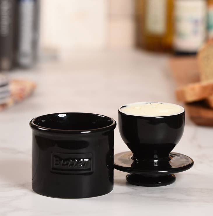 Cafe Butter Bell Crock - Black