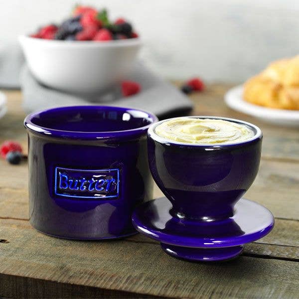 Cafe Butter Bell Crock - Cobalt Blue