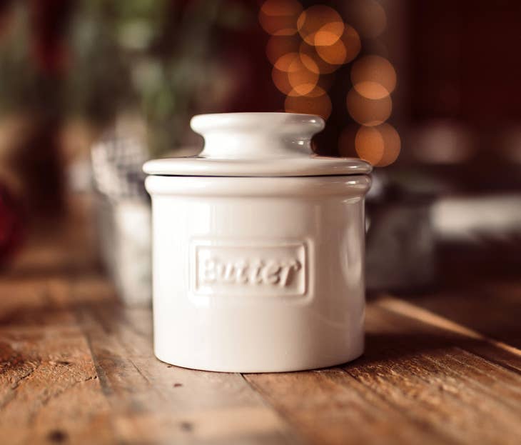 Cafe Butter Bell Crock - White