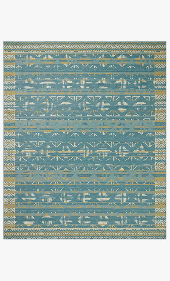 Justina Blakeney x Loloi Ari Outdoor Rug - Ocean Gold - Discontinued