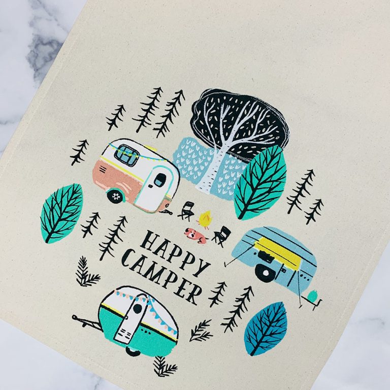 Happy Camper Tea Towel