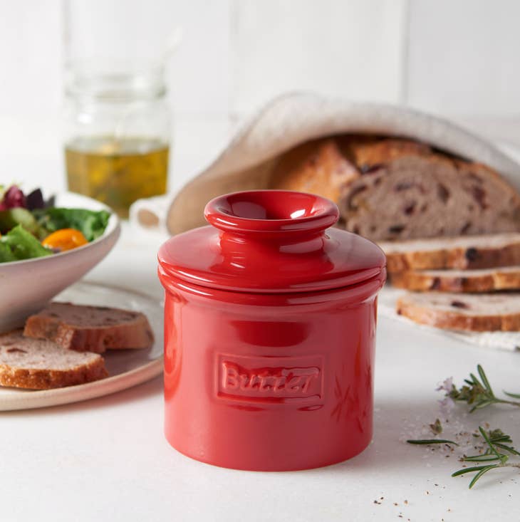 Cafe Butter Bell Crock - Red