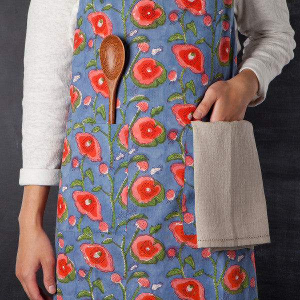 Heirloom Apron - Block Print Poppy