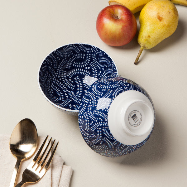 Coupe Stamped Bowl - Indigo Geo