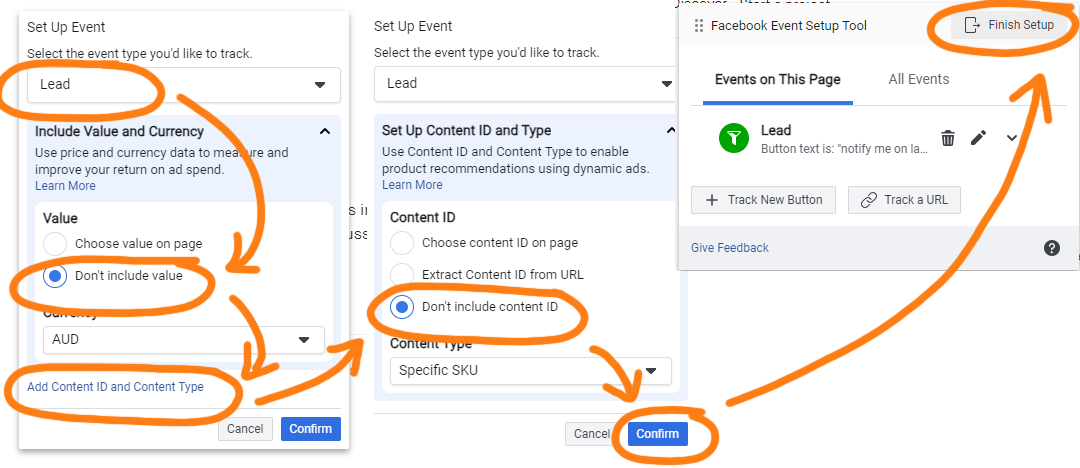 Select the "Lead" Event with Facebook's Event Setup Tool while targeting the Notify Me button on Kickstarter