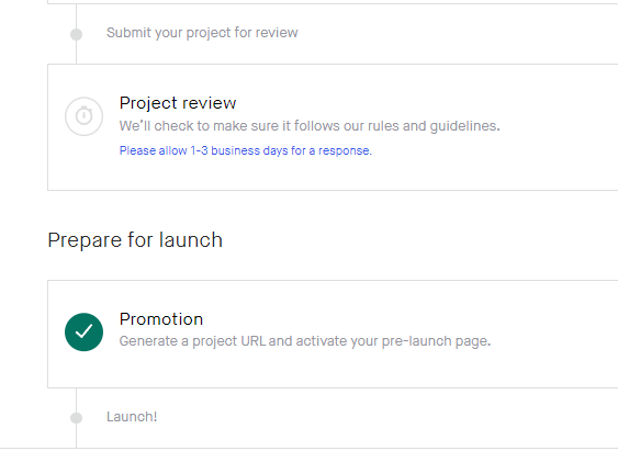 Example screenshot of the Promotions Tab on Kickstarter Dashboard