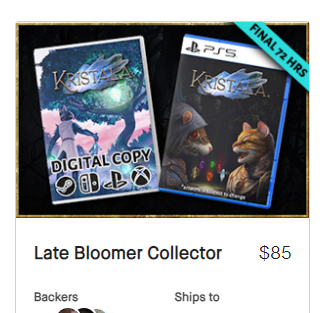 Example of a Late Bloomer reward tier on Kickstarter