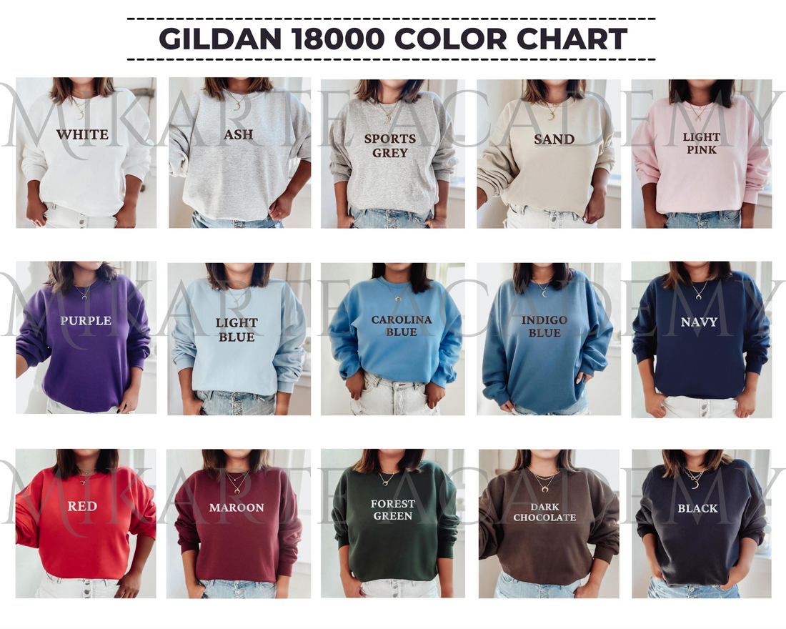 Gildan 18000 Sweatshirt Size Chart, Unisex (1001791)