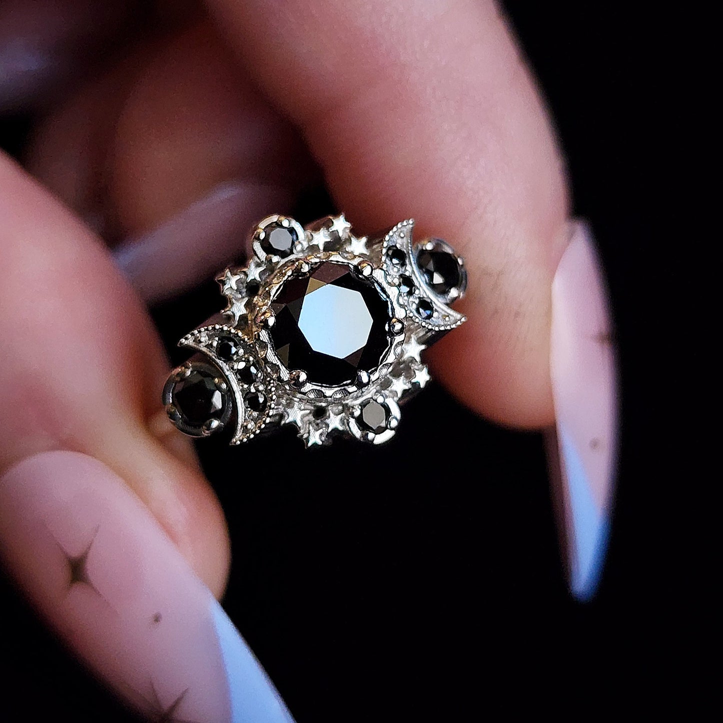 Poison Mushroom Ring with Ruby Skull and Bones and Black Diamonds Goth –  Swank Metalsmithing