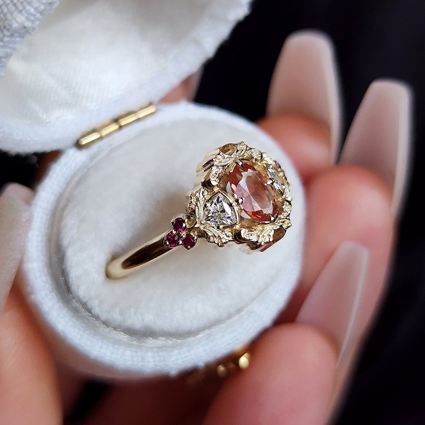 Round Brilliant Filigree U Shape Prongs Vintage Style Diamond Engagement  Ring Setting (0.63ctw) in 18k White Gold