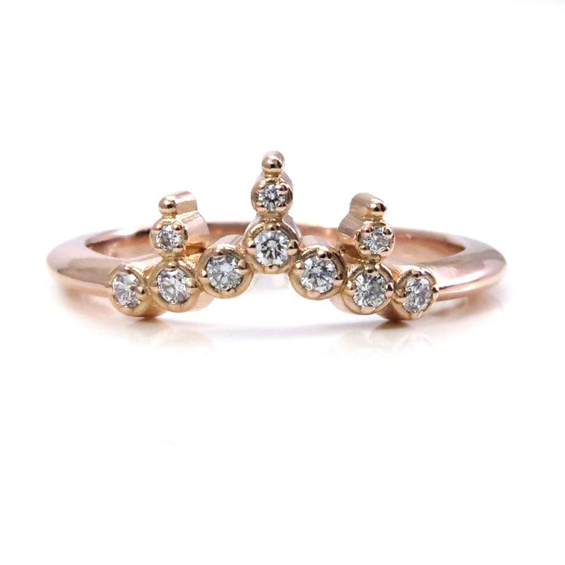 14k Rose Gold Engagement Ring Natural Diamond Cosmos Moon Ring