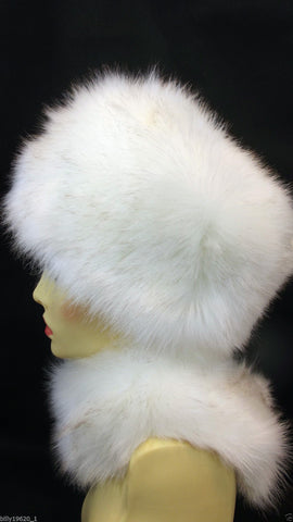 white faux fur hat