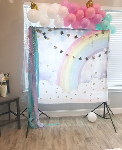 party photo booth cloud and stars backdrop