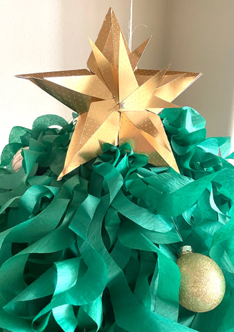 Paper gold star christmas tree topper