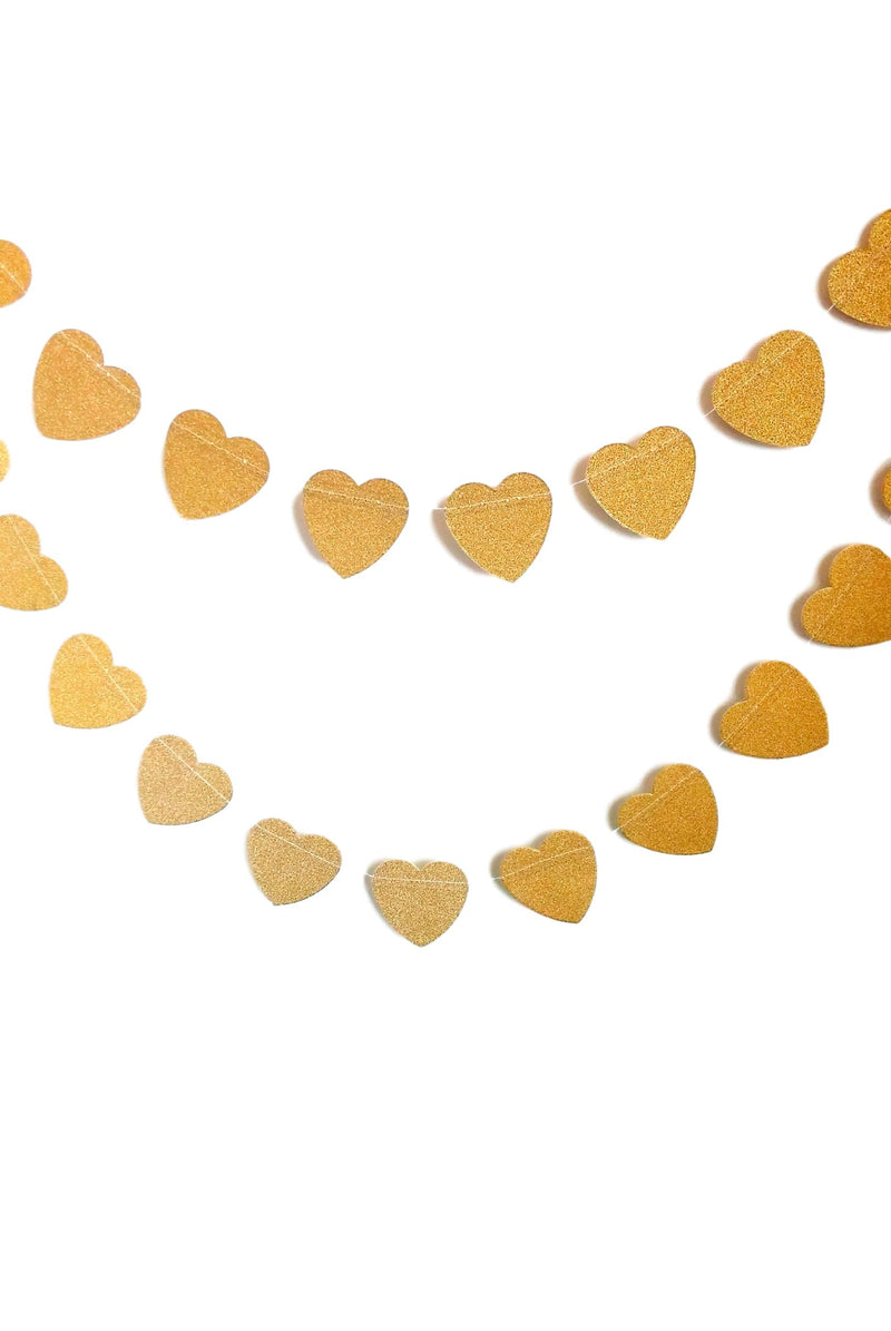 Gold Glitter Hearts Garland – Party Snobs