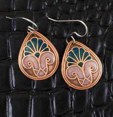 Handmade palm earrings in copper