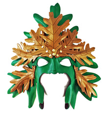 handmade green man leather mask 