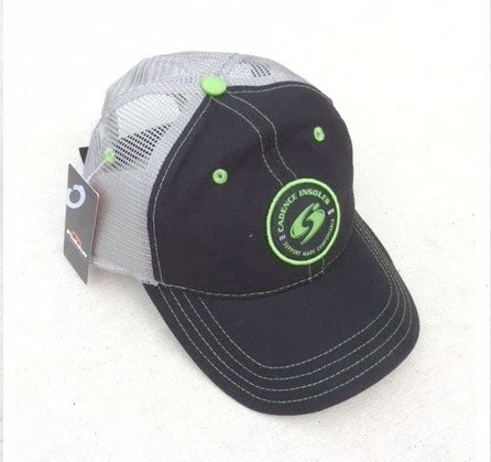 green and black trucker hat