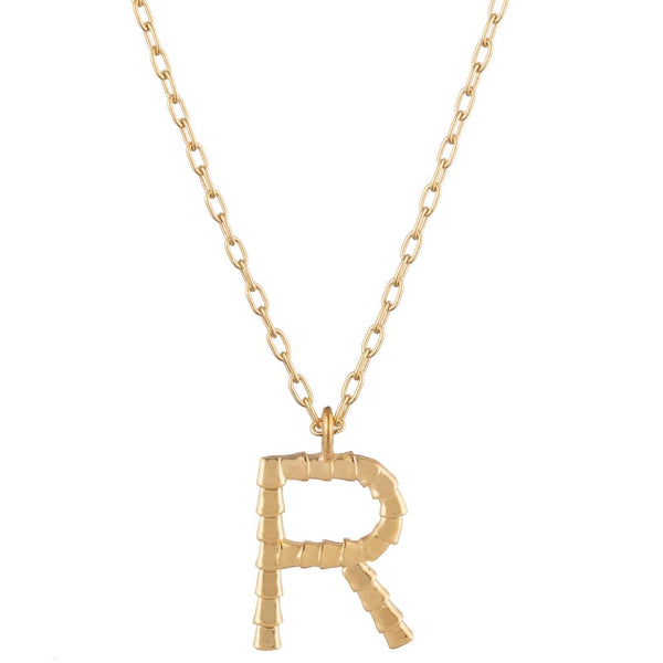 Isiro Gold Vertebrae Letter Charm Necklace - Dalasini