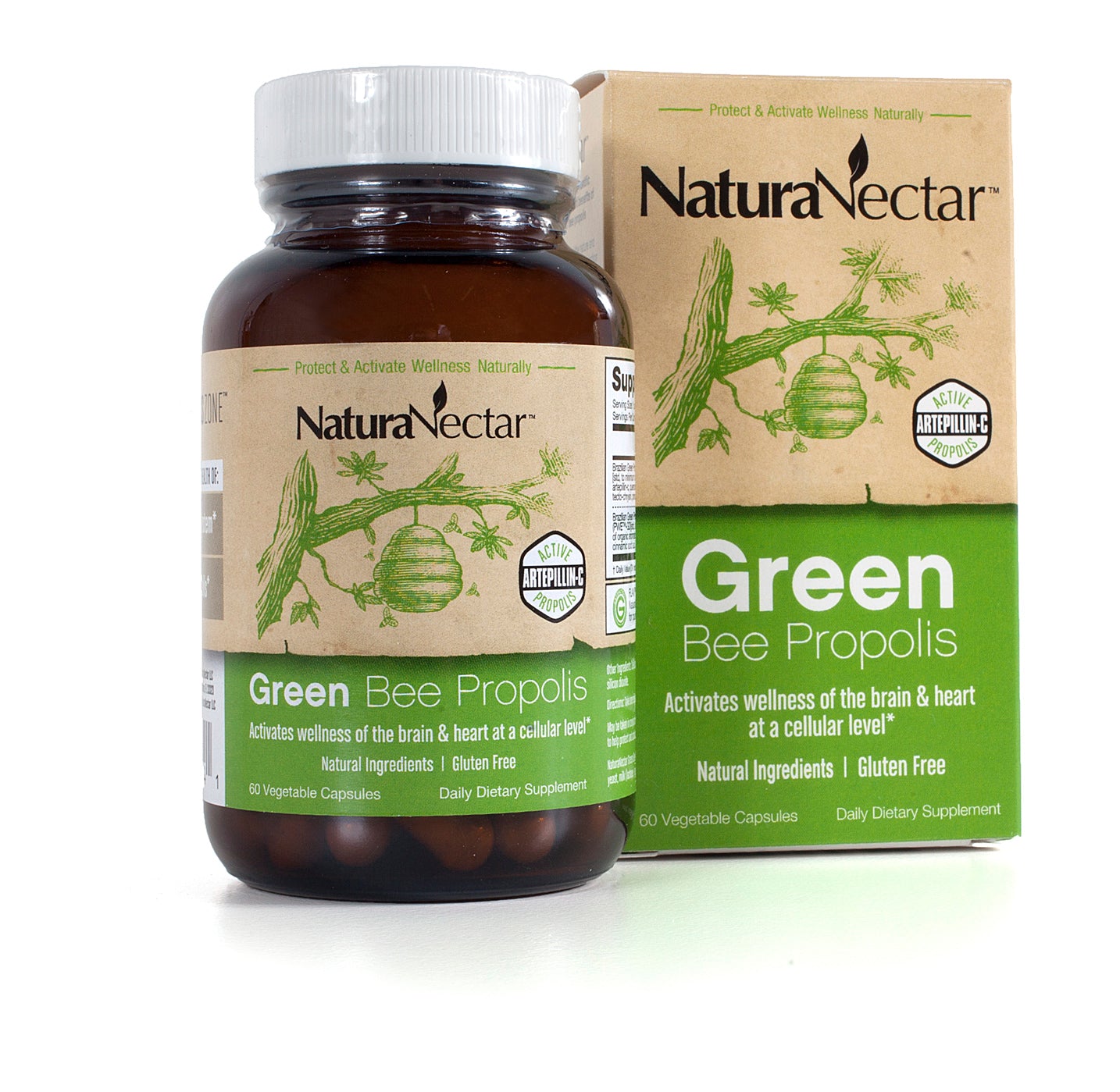 Green Bee Propolis 60 Veggie Capsule | NSF Contents Certified | with Artepillin-C from Brazilian Ultra-Green Propolis