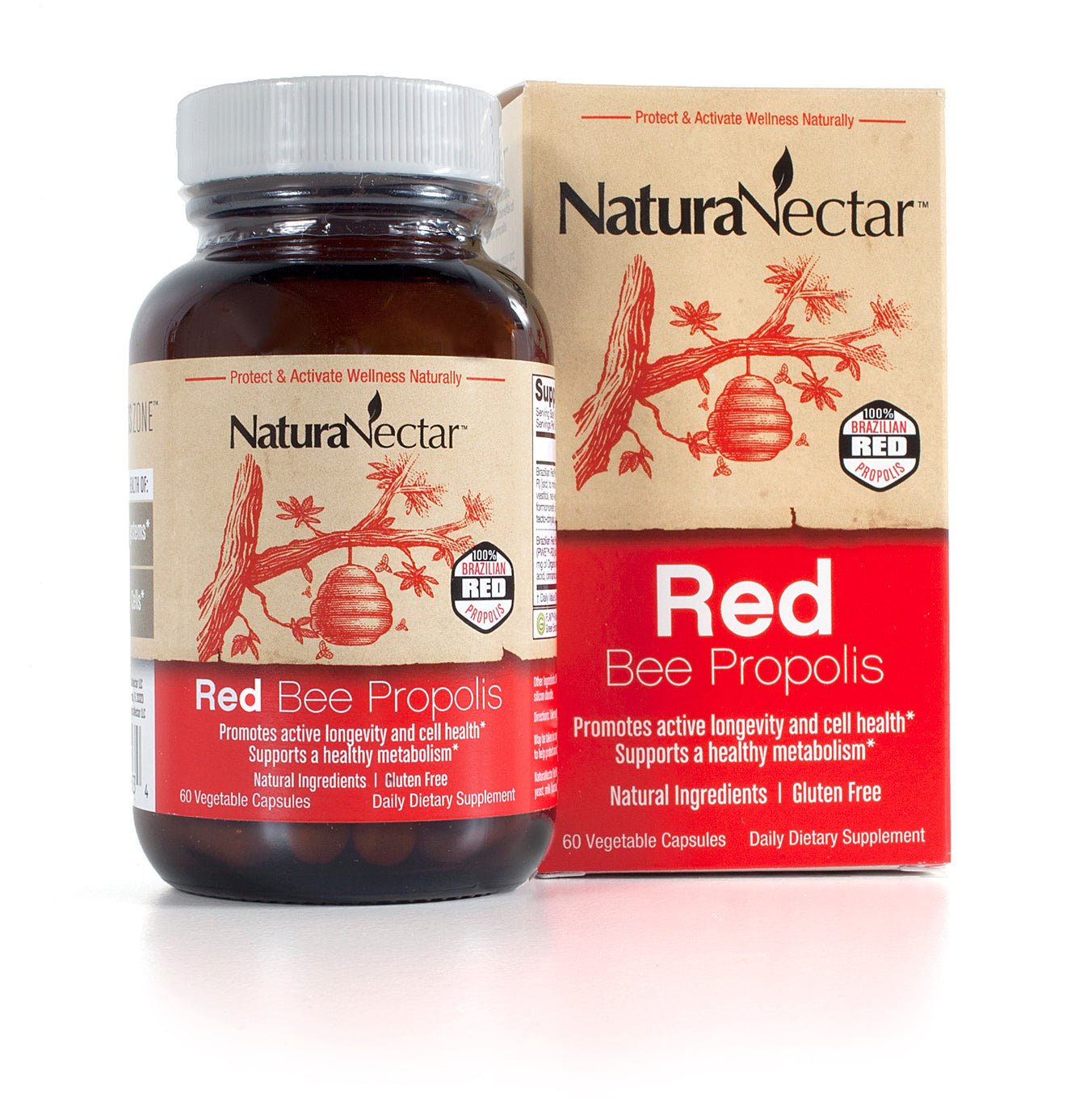 Red Bee Propolis 60 Veggie Capsules | NSF Contents Certified | Authentic and Exclusive | From Our Own Bee Farms in Brazil