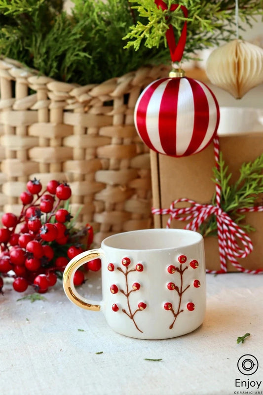 Winterberry Holly Handmade Ceramic Coffee Mug - An Elegant 10 oz Espresso  Cup for Holiday Season – Enjoy Ceramic Art