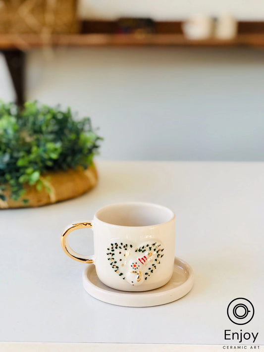 Handmade 'Love Way' Red Heart-Shaped Espresso Cup & Saucer Set -  Valentine's Ceramic Espresso Mugs – Enjoy Ceramic Art