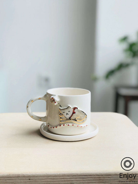 Handmade Ceramic Kitty Mug - Adorable 10 oz Cat Coffee Cup – Enjoy Ceramic  Art