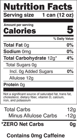 AlluSoda - Ginger Ale Zero Sugar Soda Nutrition Facts