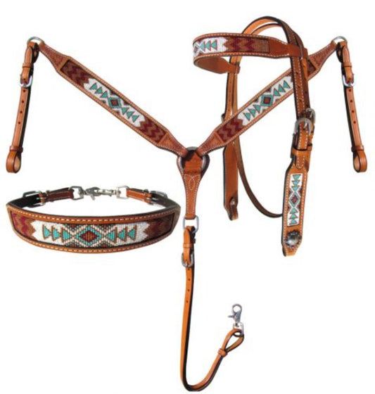 Klassy Cowgirl Leather Headstall & Breast Collar Set w/ Louis