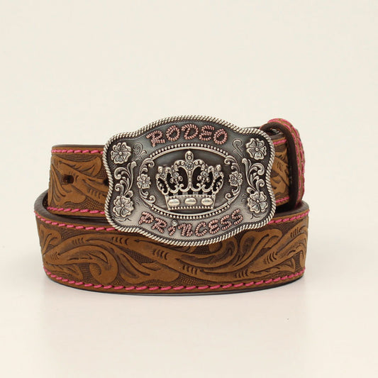 Angel Ranch Western Belt Women Floral Filigree Distressed Brown DA2072