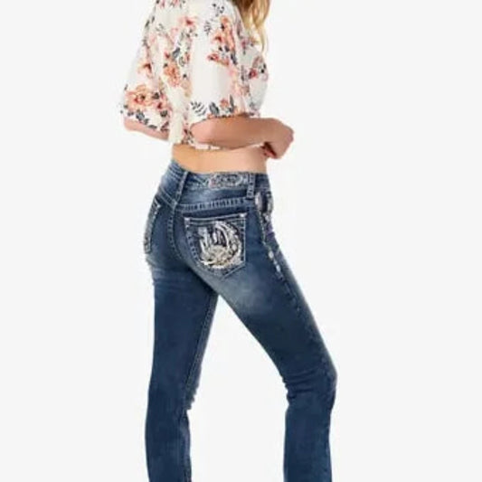 Women's Grace in LA Cross High Waisted Bell Bottom Flare Jeans