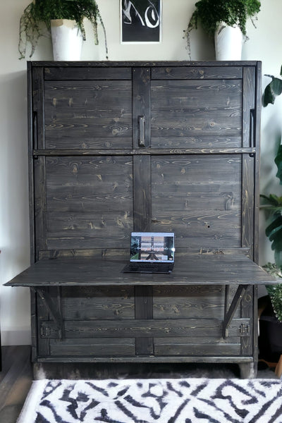 charcoal solid wood murphy bed with desk 