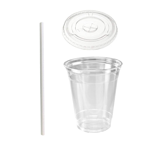 24 oz. Clear Cups with Strawless Sip-Lids, 50 Sets PET Crystal Clear  Disposable 24oz Plastic Cups with Lids