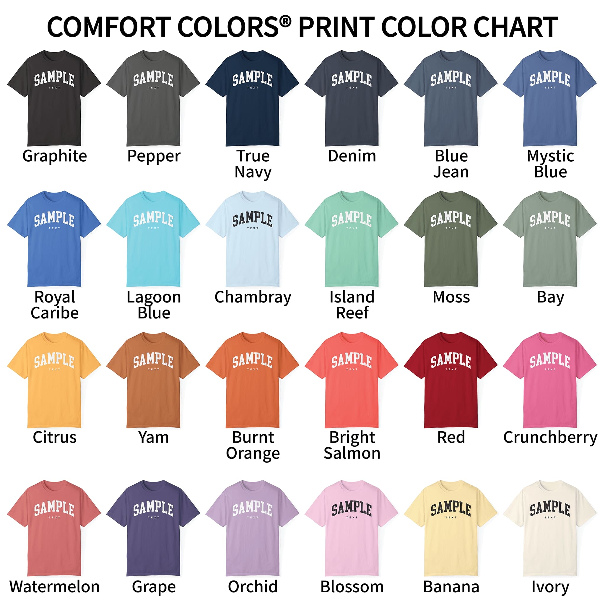 Color Charts & Print Colors – Vacay Factory