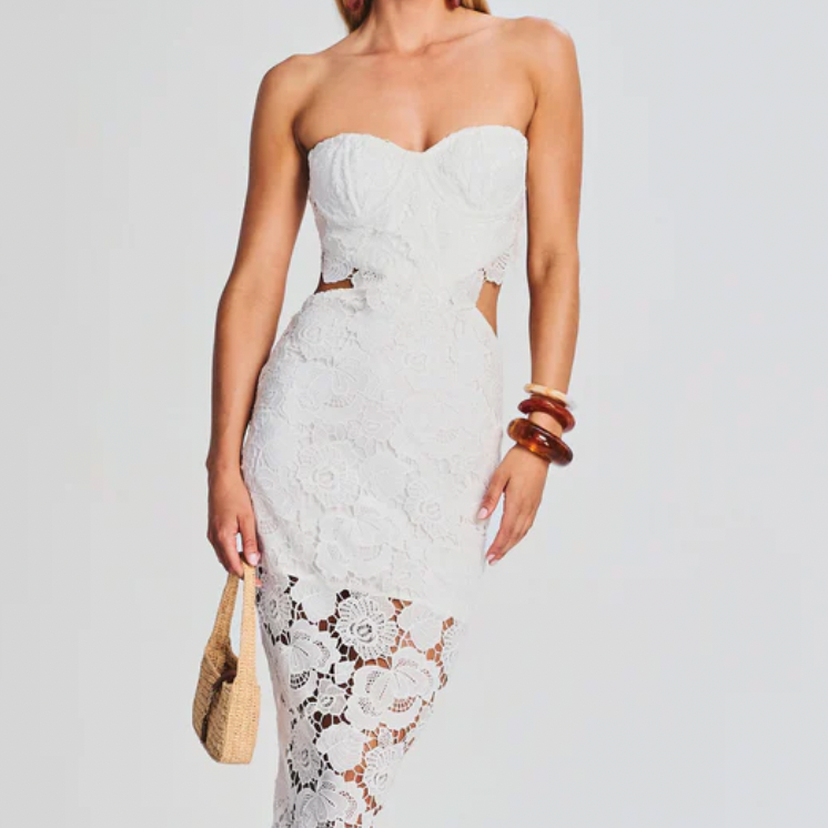 Image of Rococo Sand Eliza Lace Maxi Dress in White (Size Small)