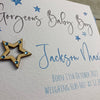 Personalised New Baby Boy Wooden Star Card