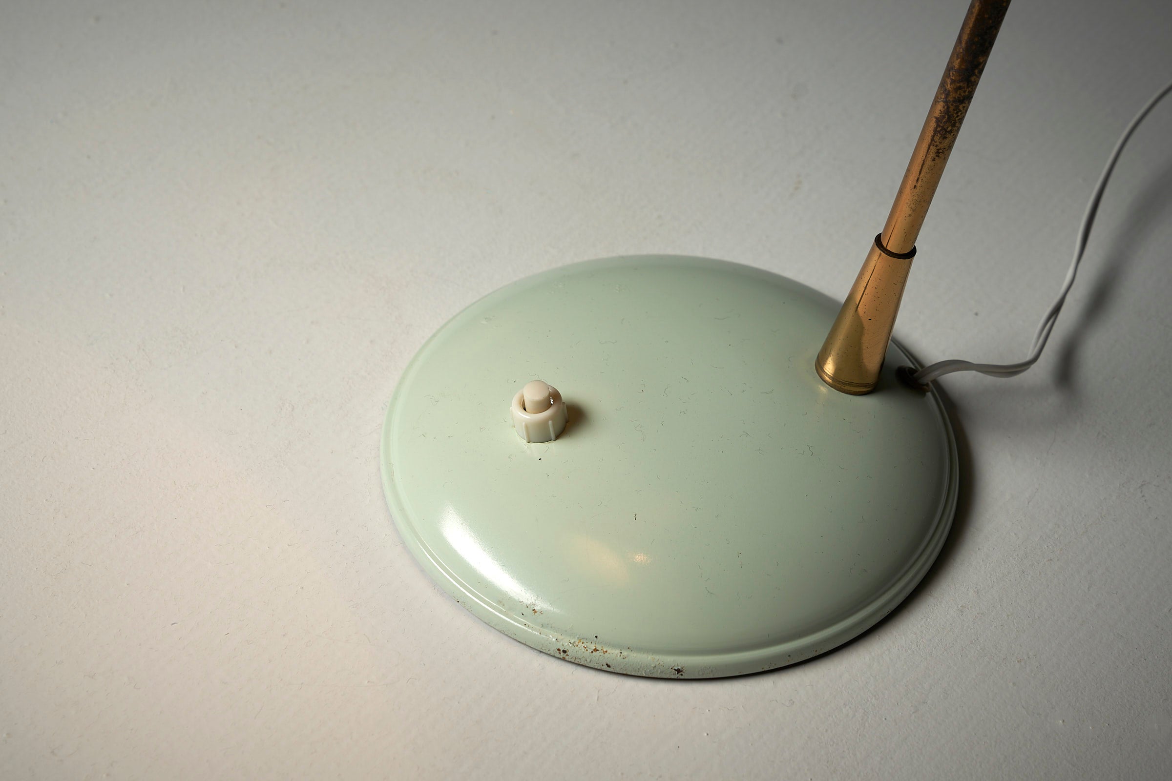 Adjustable Table Lamp in Patinated Brass & Green Metal