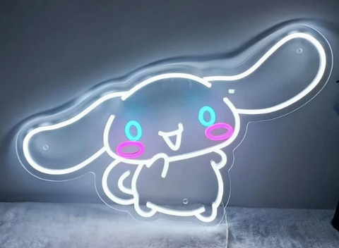 Cinnamoroll Anime Neon Sign look similiar to a rabbit. Cinnamoroll is the chracter name, it's made from  Led Neon Sign. Used as a Light for Kids Bedroom Wall Decor, Elegant Interior Light Up Neon Sign Home Decor