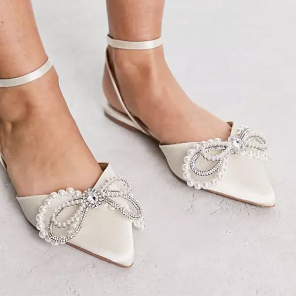 shoes for brides - ASOS embellished ivory flats