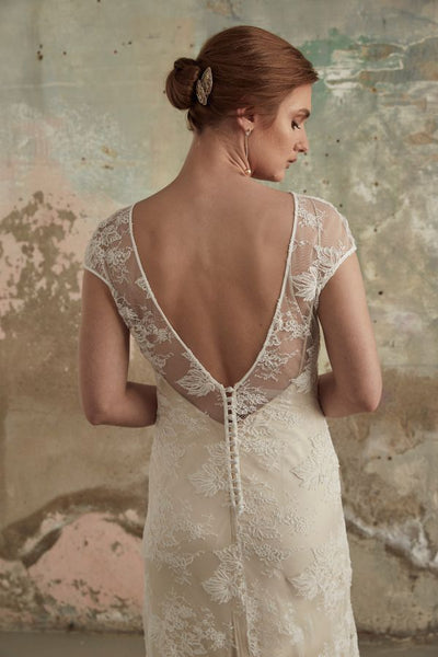 Wedding dress with cap lace sleeves
